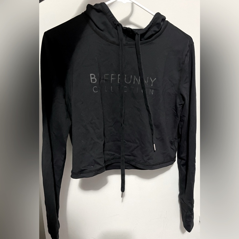 Buffbunny cropped hooded pullover, size extra large. Black.